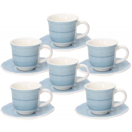 SHABBY KOMPLET 6 FILIŻANEK Z PODSTAWKAMI TEA 300 CC