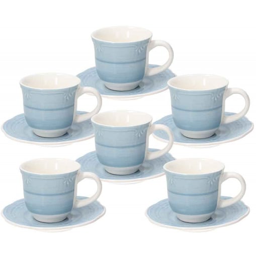 SHABBY KOMPLET 6 FILIŻANEK Z PODSTAWKAMI TEA 300 CC