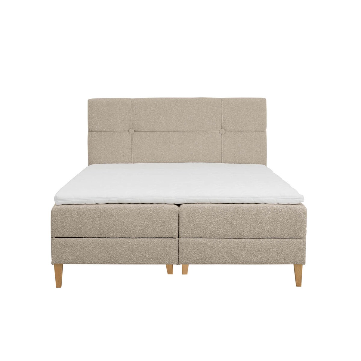 Łóżko kontynentalne EVERTON 200x200 z pojemnikiem, Beż, tkanina Baloo 2075