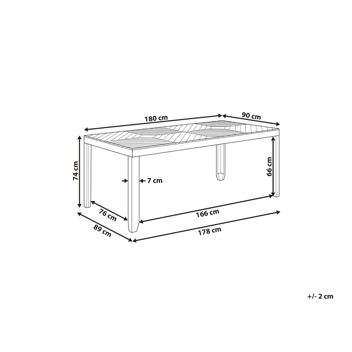 Stół ogrodowy drewniany 180 x 90 cm jasny BARATTI