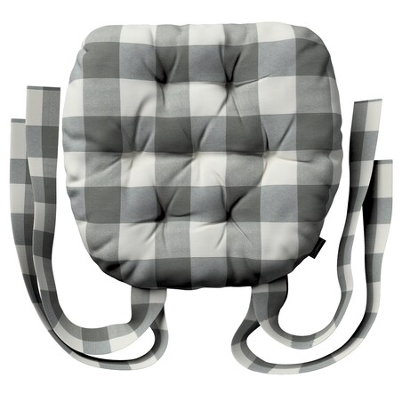 Poduszka na krzesło Marcin, szaro-biała krata (5,5x5,5cm), 40 x 37 x 8 cm, Quadro