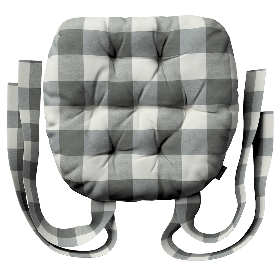 Poduszka na krzesło Marcin, szaro-biała krata (5,5x5,5cm), 40 x 37 x 8 cm, Quadro