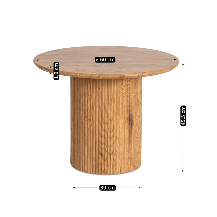 Stolik Kawowy Okrągły Mały Dąb Lamel Loft Nowoczesny Okrągła Ława MAYLIN