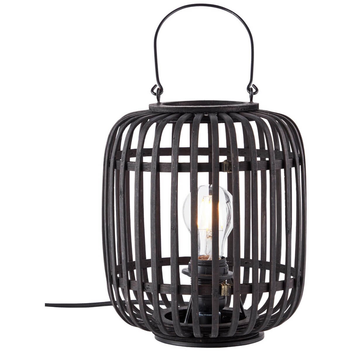 Bambusowa lampa stołowa Woodrow 93062/76 Brilliant lampion czarny