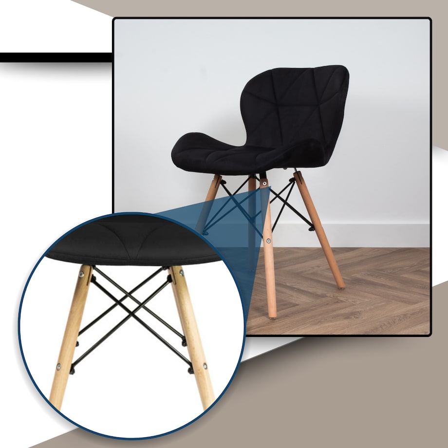 Krzesło Tapicerowane Welurowe Do Jadalni Salonu Pikowane Skandynawskie