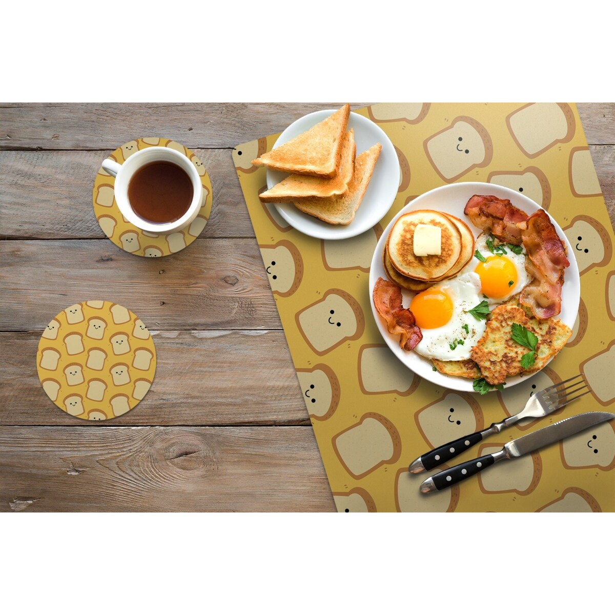 Komplet mat pod talerz Wesołe tosty, 6 szt. 45x30cm