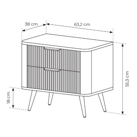 Stolik nocny ryflowany LENA w kolorze czarnym