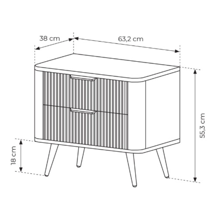 Stolik nocny ryflowany LENA w kolorze czarnym