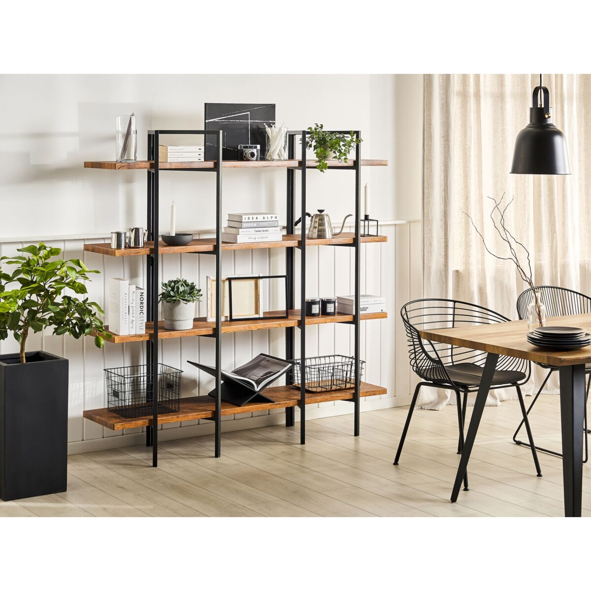 Regał 4 półki ciemne drewno COMPTON