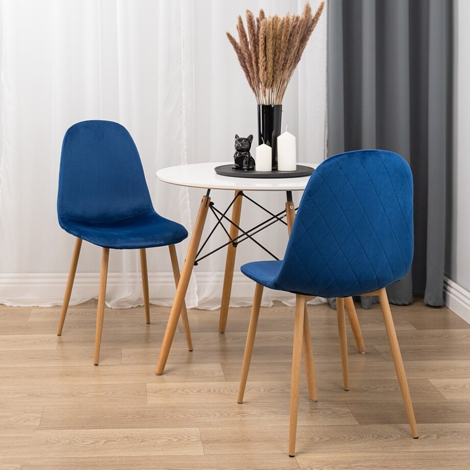 Krzesło tapicerowane welurowe do salonu jadalni jasne nogi