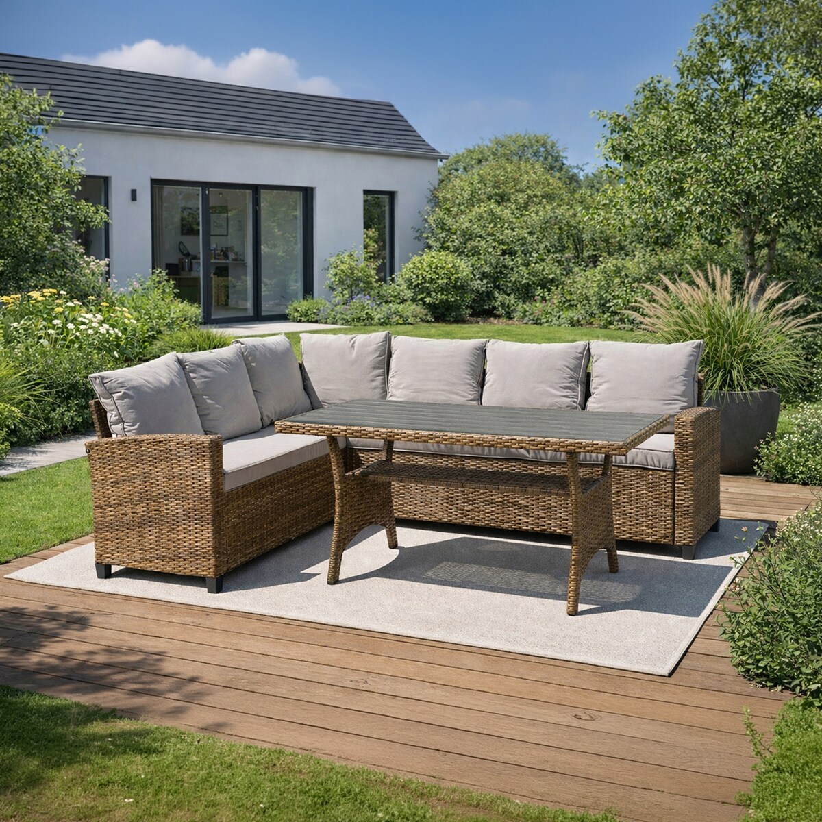 Narożnik Ogrodowy Zestaw Mebli Ława Stolik Na Taras Ogród Komplet COMODO