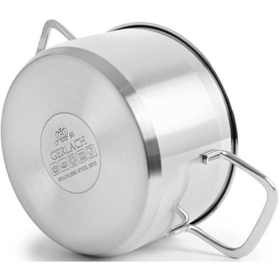 GERLACH GARNEK STALOWY DUŻY BRAVA 24 cm NA INDUKCJĘ 5 L Z POKRYWĄ