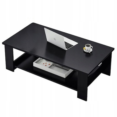 Czarny stolik kawowy loftowy ława do salonu z półką 100 cm