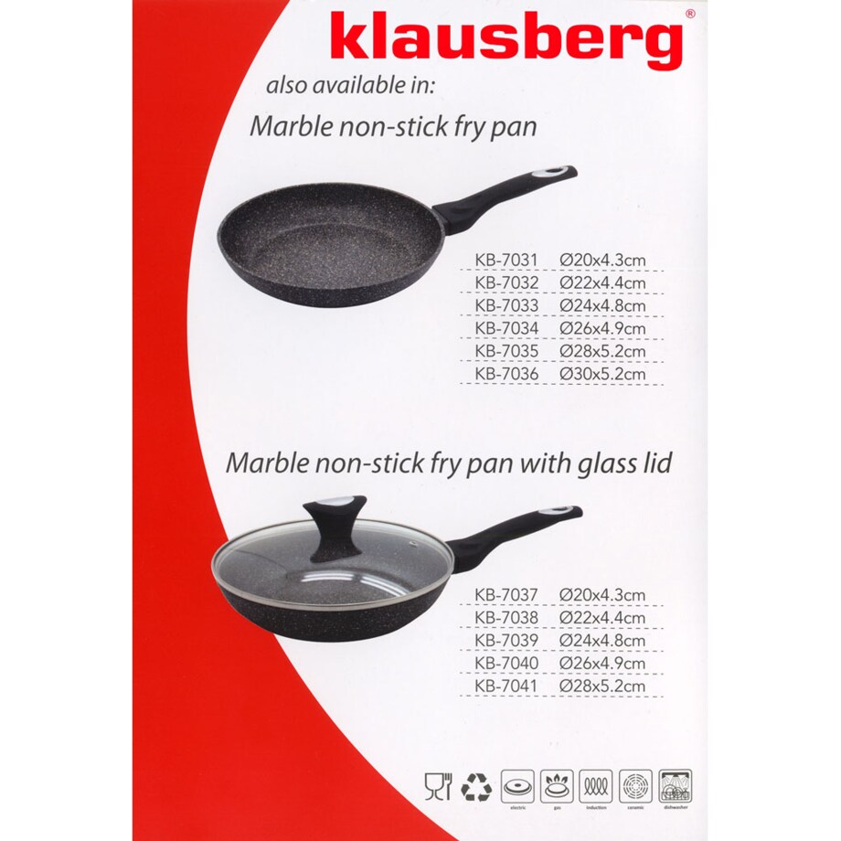 Patelnia granitowa z pokrywką 24cm indukcja gaz KLAUSBERG Marmo Gold