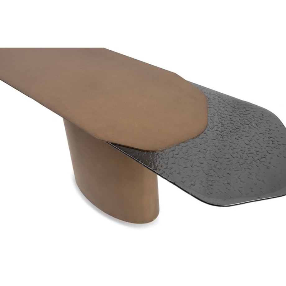 Konsola metal + szkło hartowane ORFEO 150 złota / czarna