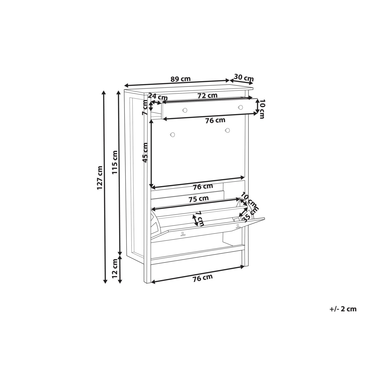 Szafka na buty 2 przegrody biała GIBSON
