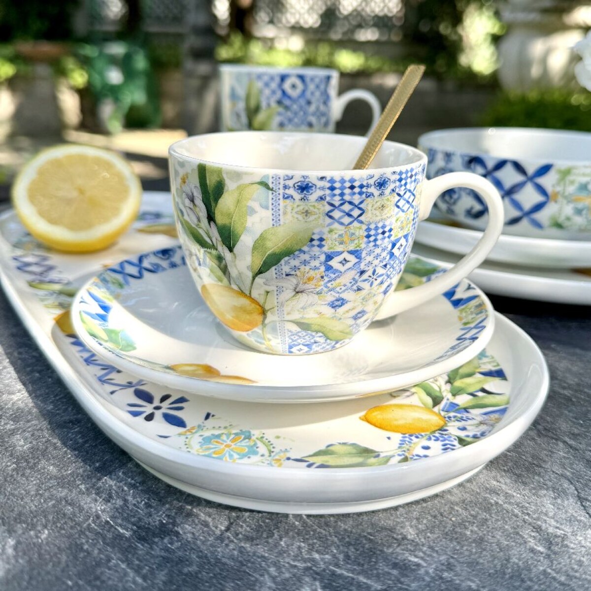 VILLA ITALIA Filiżanka ze spodkiem porcelanowa 240 ml LIMONETTI