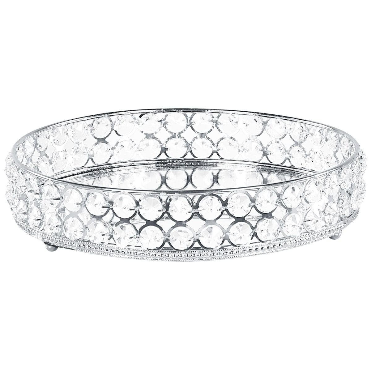 Taca dekoracyjna lustrzana okrągła srebrna VATAN