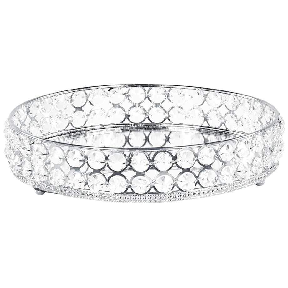 Taca dekoracyjna lustrzana okrągła srebrna VATAN