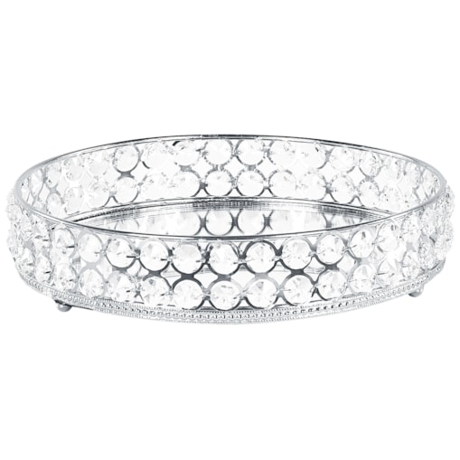 Taca dekoracyjna lustrzana okrągła srebrna VATAN