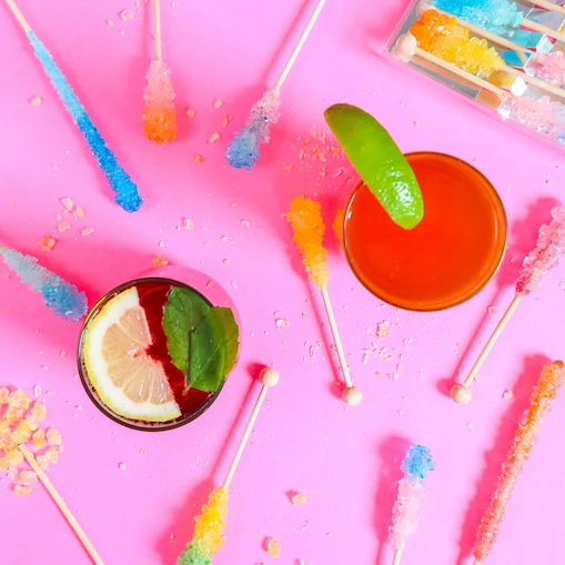 Zestaw kolorowych cukrowych pałeczek do dekoracji napojów i koktajli 6szt.