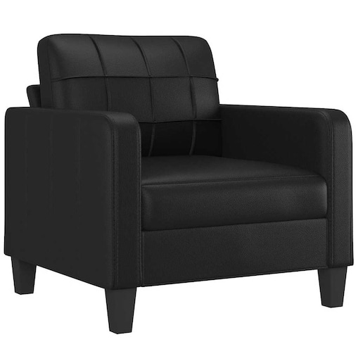 vidaXL Fotel, czarny, 60 cm, obity sztuczną skórą