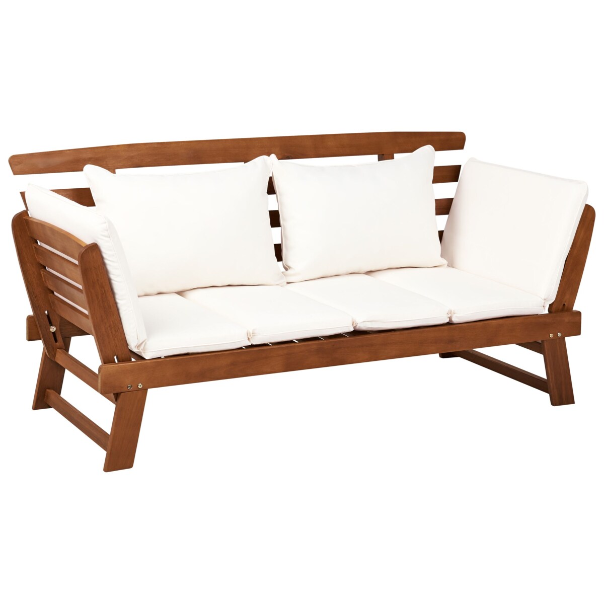 Ławka ogrodowa z poduchą PORTICI 210 cm Drewno Ciemne drewno