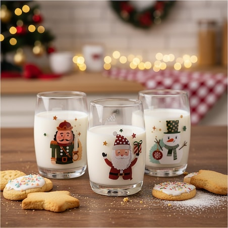 Zestaw Szklanek Świątecznych Szklanki Świąteczne Ozdobne Dekoracyjne 3 Szt