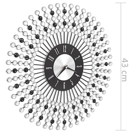 vidaXL Zegar ścienny, metal, 43 cm, czarny