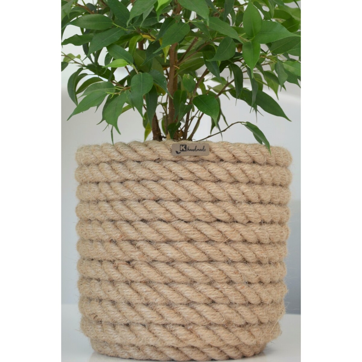 21 BOHO jutowa osłonka na doniczkę koszyk naturalny lina z trawy plecionej JUTA styl skandynawski etno loft wzór 21/200