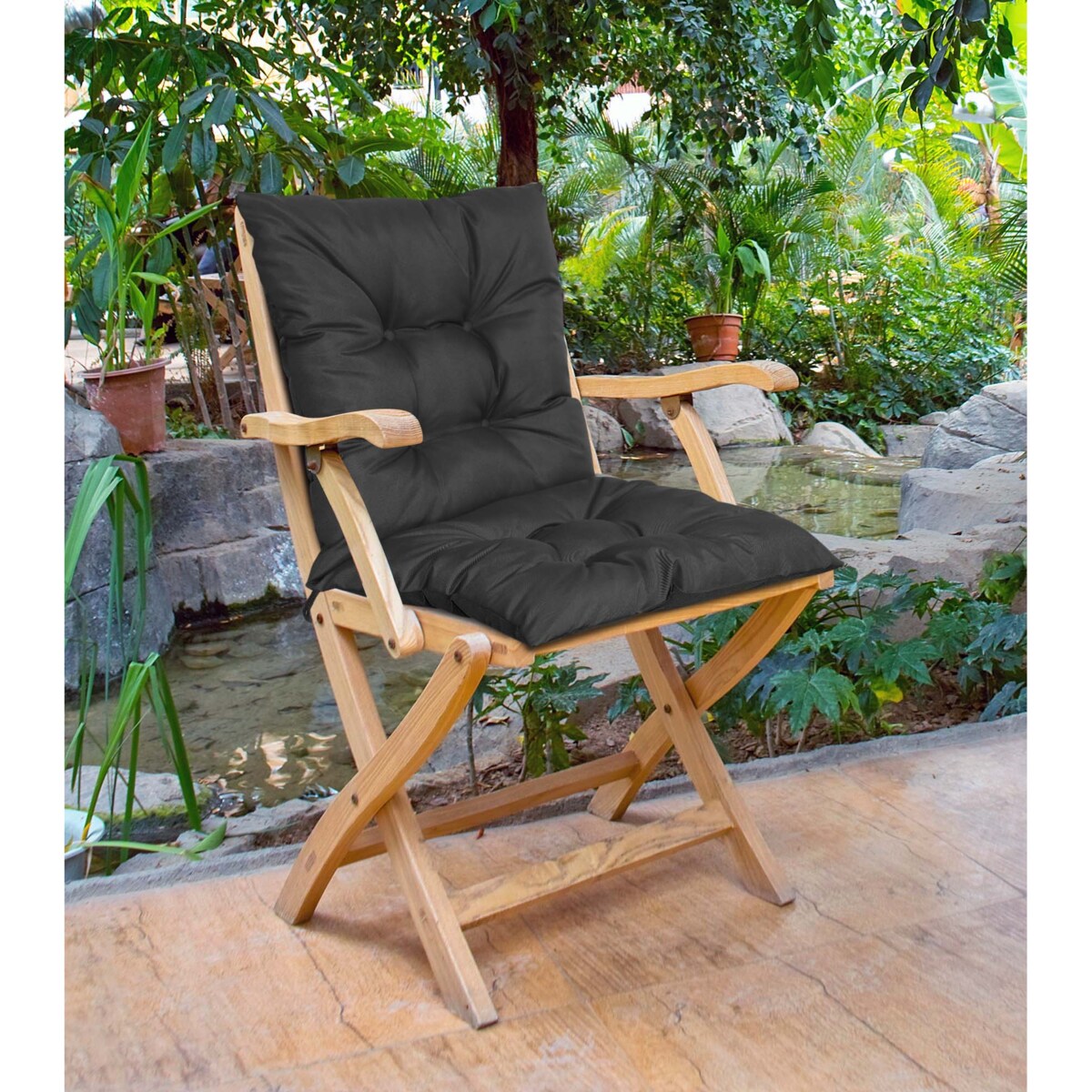 Poduszka Ogrodowa Na Krzesło Fotel 50X50X50 Cm Wodoodporna Pikowana Wiązana