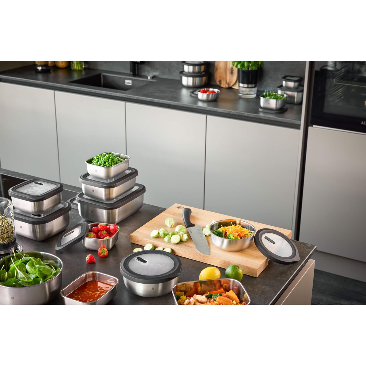 Stalowy pojemnik prostokątny PROVIDO 600 ml