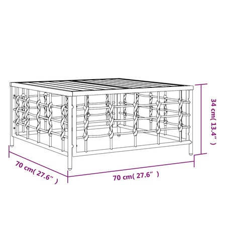vidaXL Stolik ogrodowy, antracytowy, 70x70x34 cm, polirattan