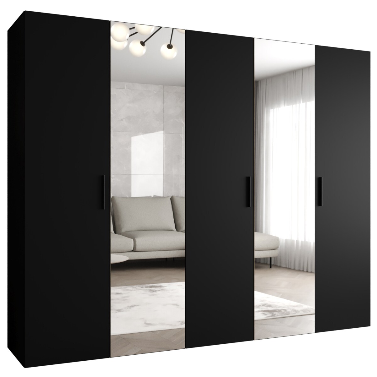 Szafa uchylna otwierana BARI 2 250 wys. 202 cm Czarny + u. Czarny