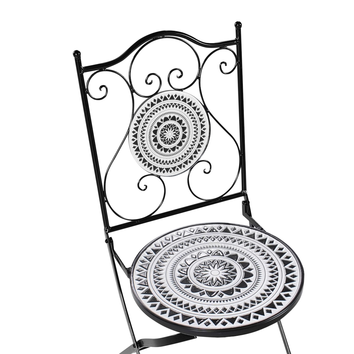 Zestaw 2 krzeseł ogrodowych COMISO Składane Metal Czarny/ biały