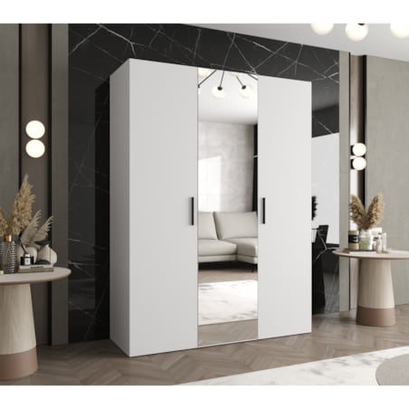 Szafa uchylna otwierana BARI 2 150 wys. 202 cm Biały + u. Czarny