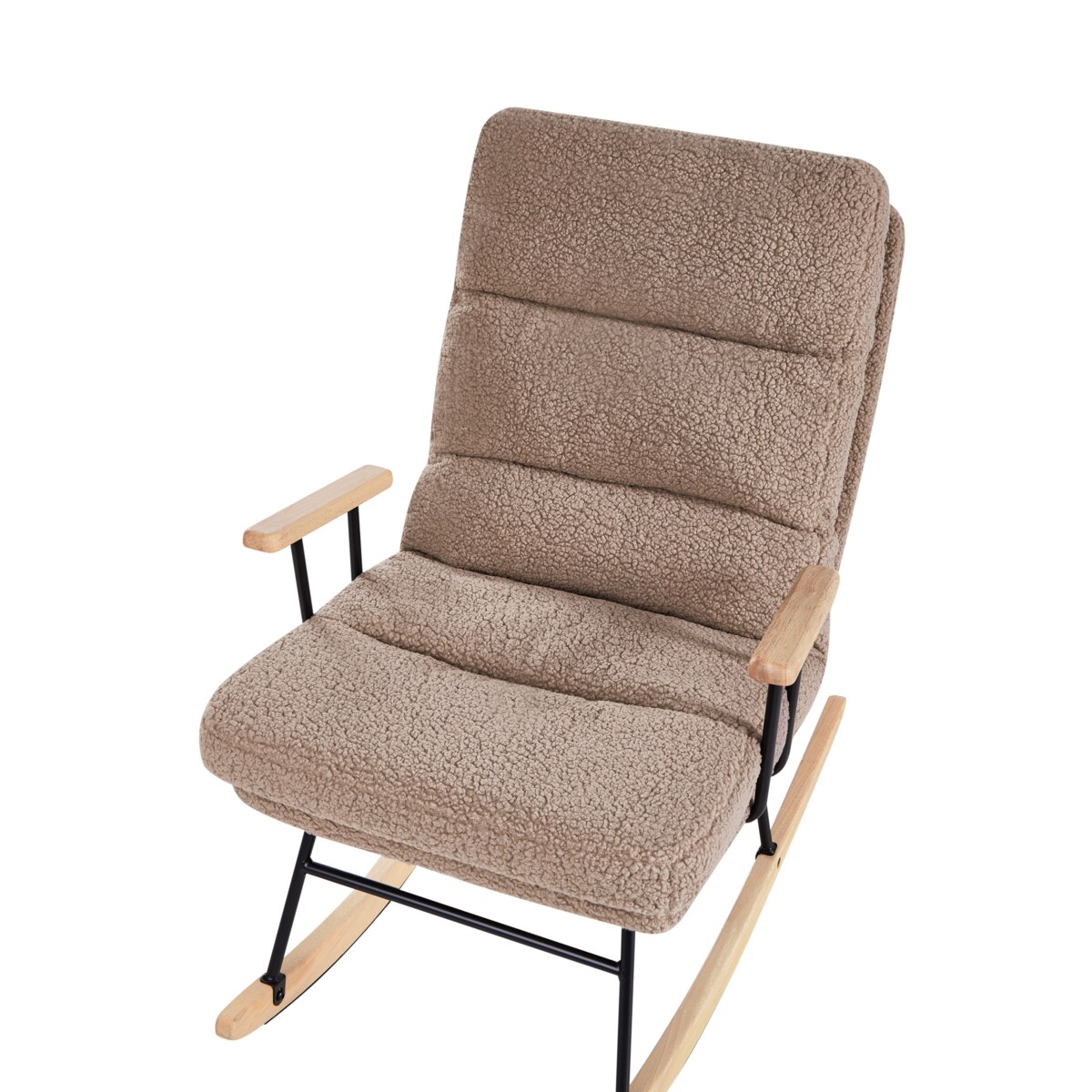 Fotel bujany ESKELIN Rozkładany Boucle Beżowy