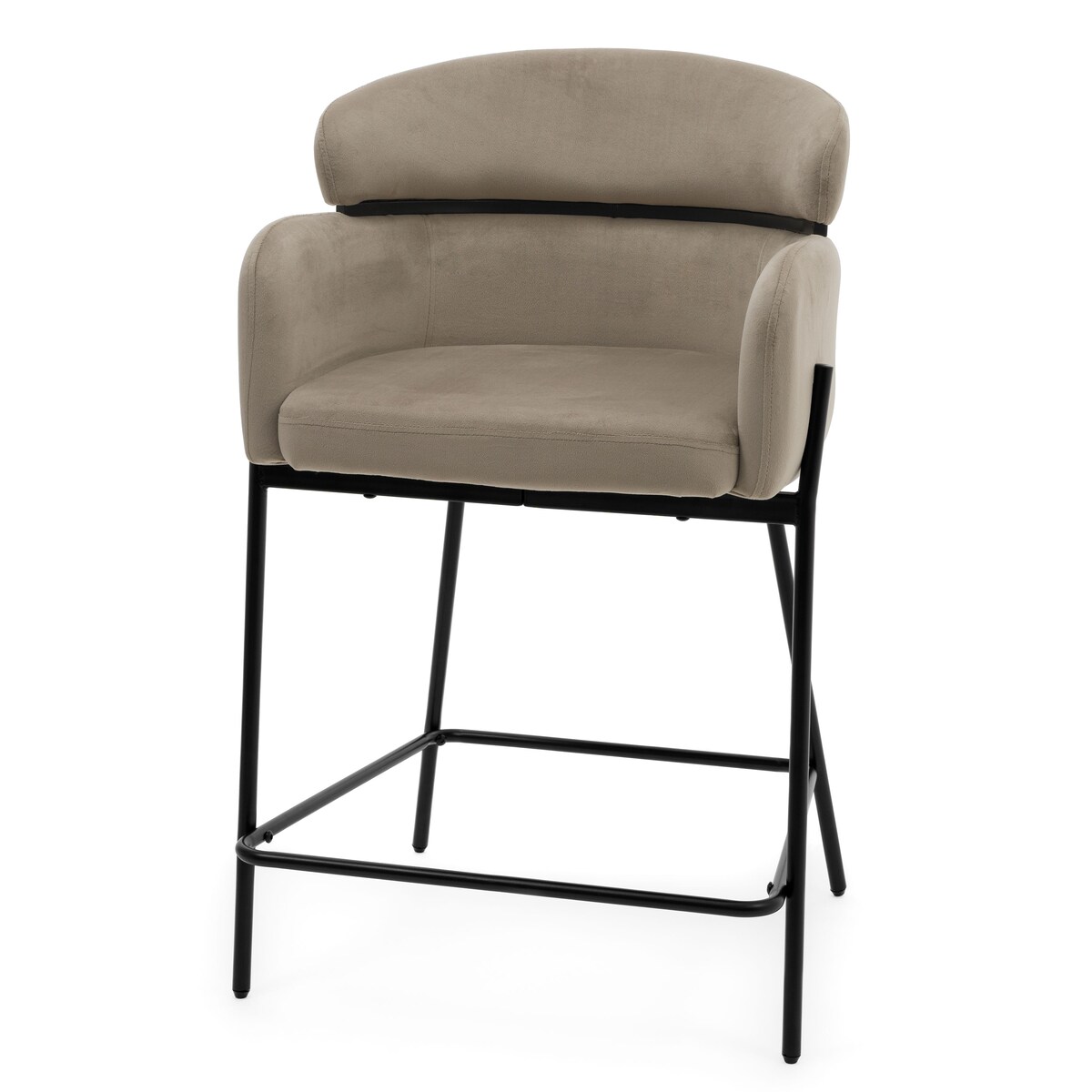 Hoker tapicerowany welurowy do salonu BOLZANO ciemnobeżowy