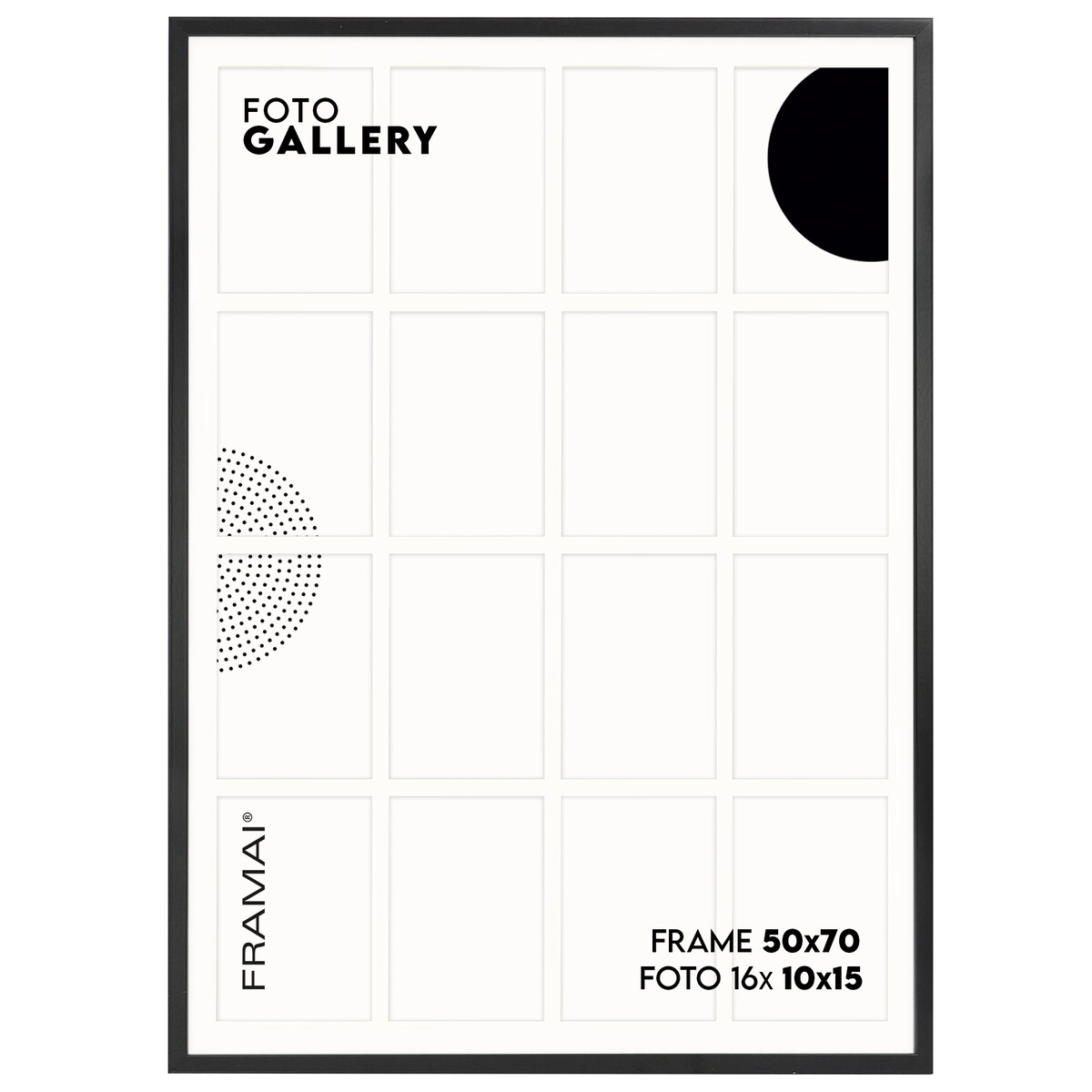 Ramka na zdjęcia 16 zdjęć 10x15 cm rama czarna foto galeria 50x70 cm kolaż FRAMAI®