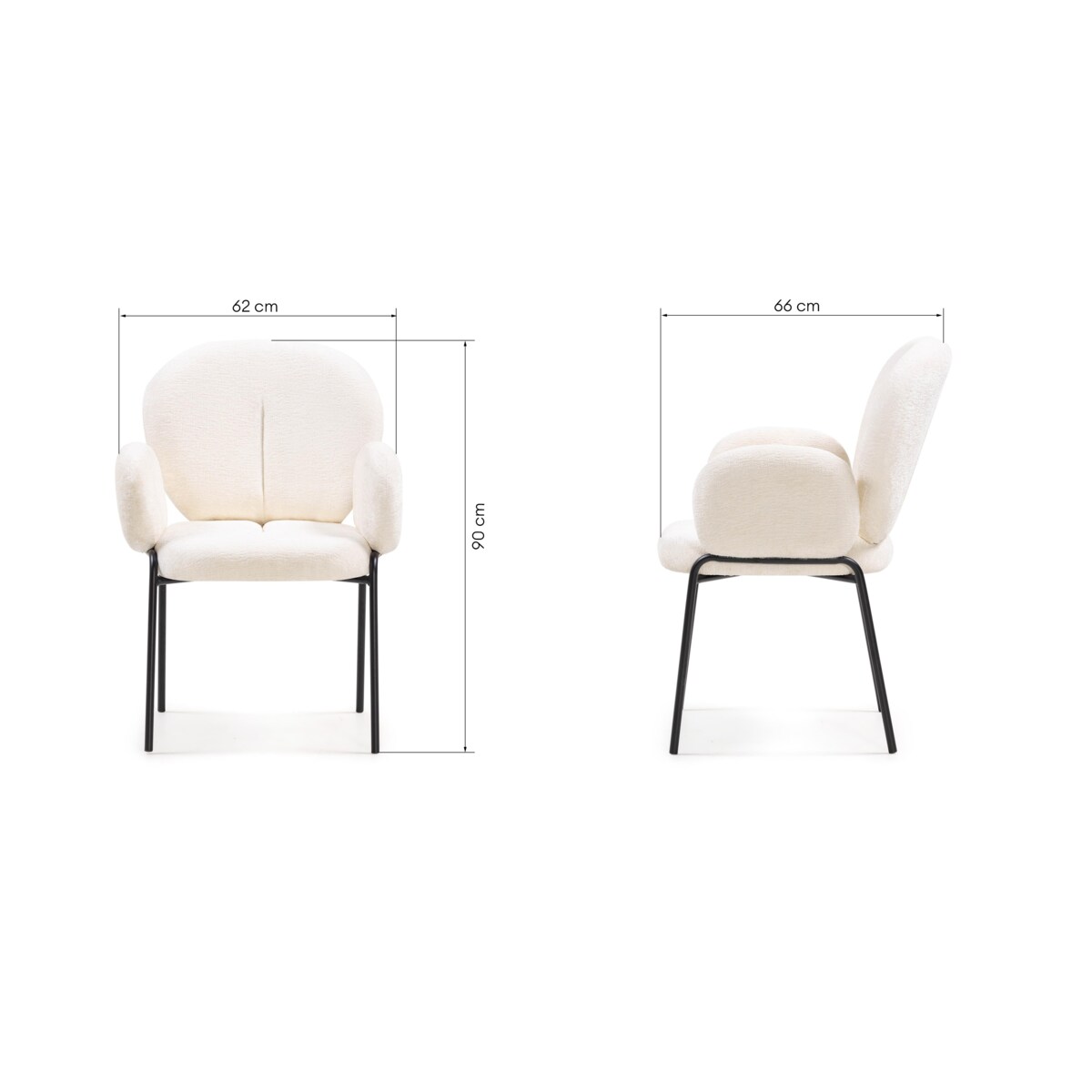 Krzesło do jadalni ecru/czarne metalowe nogi