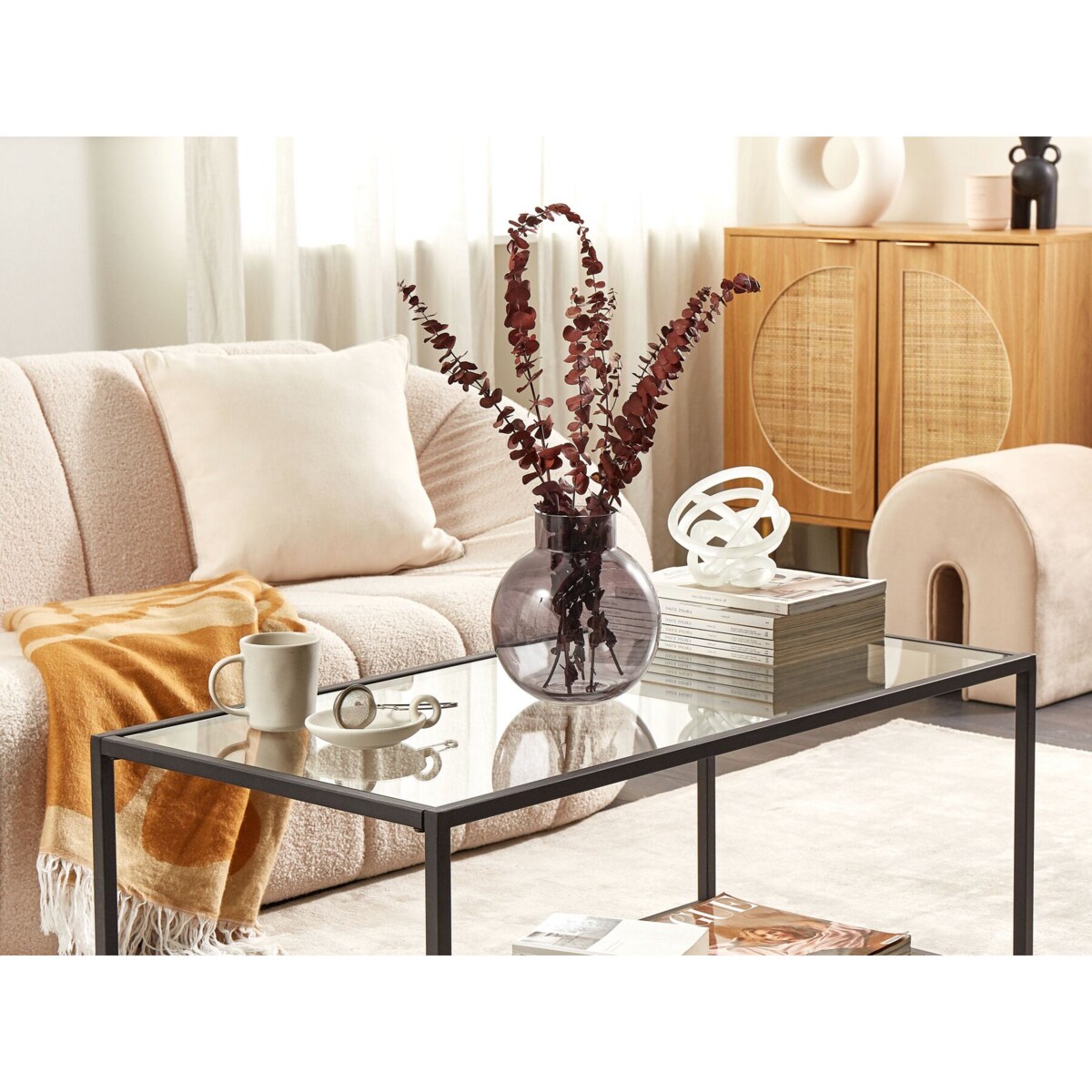 Wazon na kwiaty szklany 22 cm szary POLYDROSOS