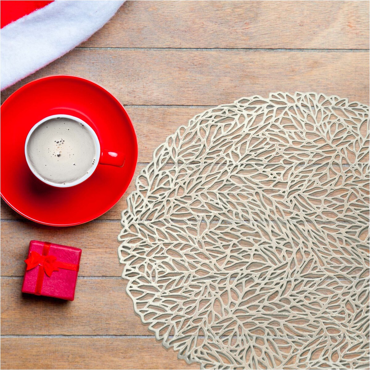 Podkładka Ażurowa Na Stół Mata Stołowa Pod Talerz Ozdoba 38 Cm Pvc Srebrna