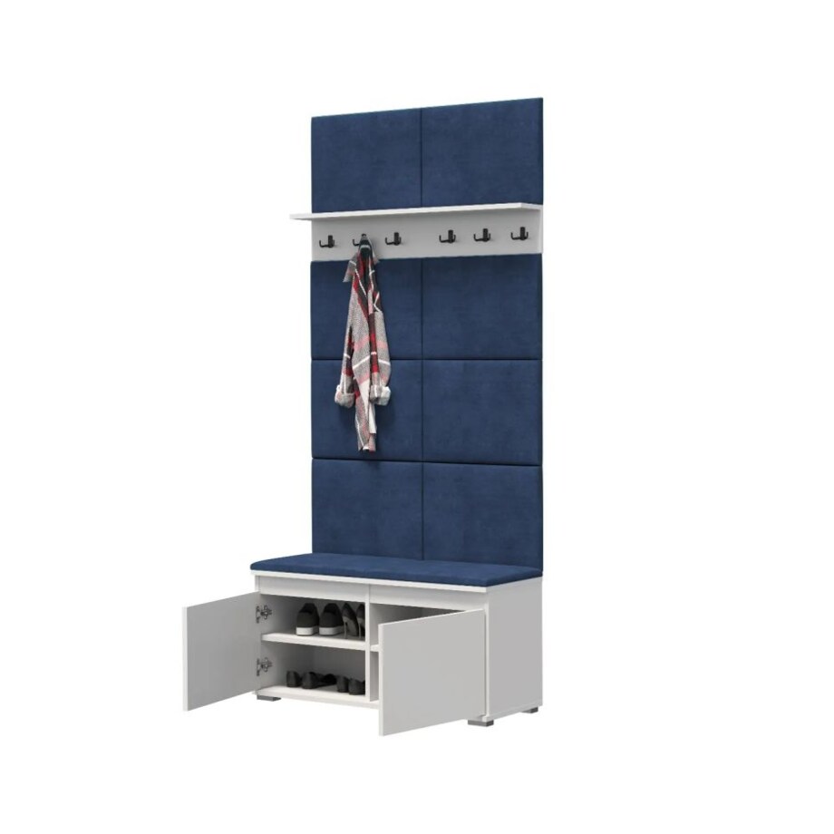 Szafka na buty z siedziskiem i wieszakiem SINGAPUR 100 biała/granatowa