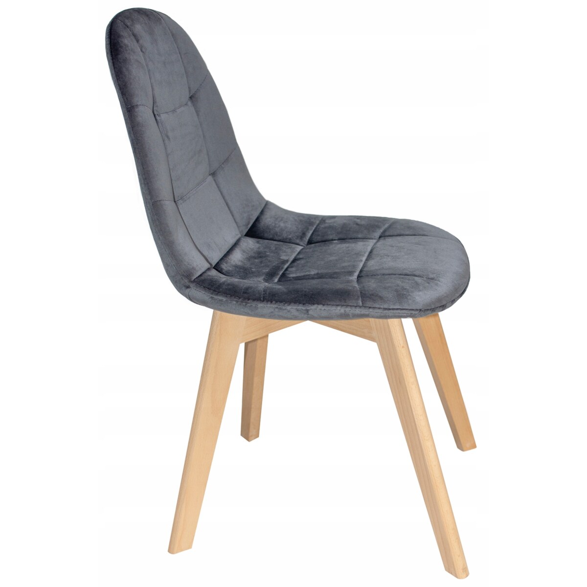 KRZESŁO skandynawskie TAPICEROWANE pikowane do kuchni salonu jadalni szare