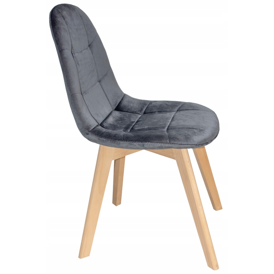 KRZESŁO skandynawskie TAPICEROWANE pikowane do kuchni salonu jadalni szare