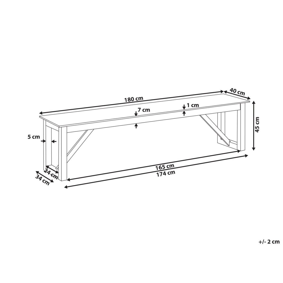 Ławka ogrodowa NOTTERI 180 cm Beton Szary