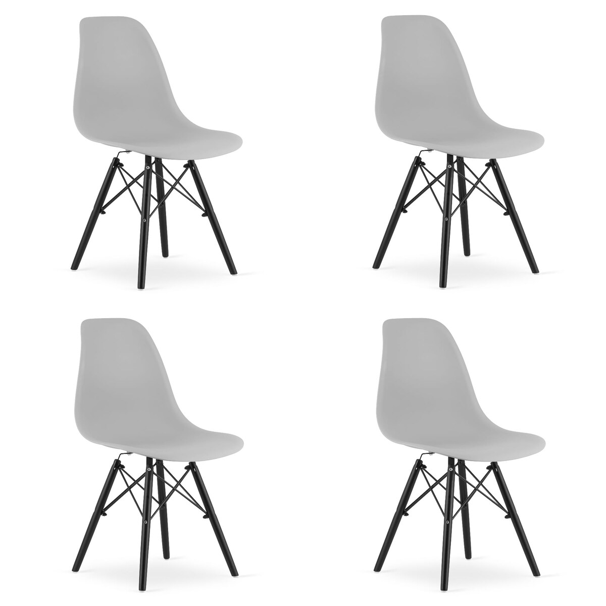 Krzesło Do Jadalni Kuchni Salonu Osaka Szare / Nogi Czarne X 4