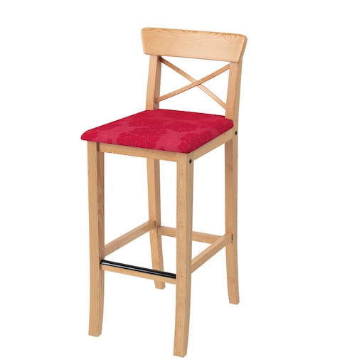 Pokrowiec na krzesło barowe Ingolf z tapicerowanym siedziskiem, liście akantu na bordowym tle, Ingolf, Damasco