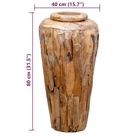 vidaXL Wazon dekoracyjny, 40x80 cm, lite drewno tekowe