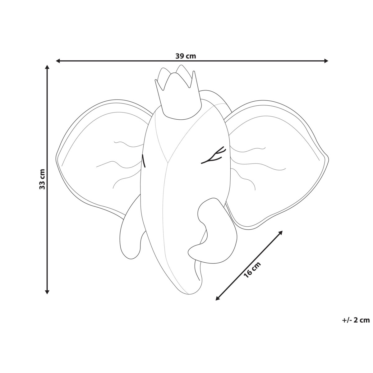 Pluszowa dekoracja ścienna słoń szary TANTOR